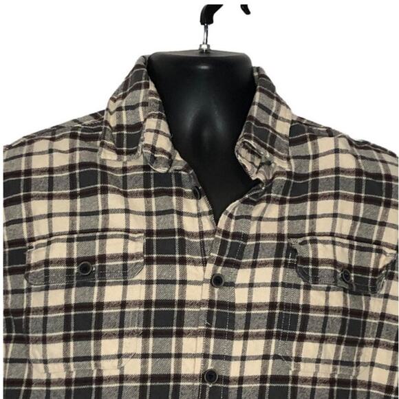 JACHS Heavyweight Tan Brown Plaid Flannel Shacket Men’s Medium - Picture 5 of 16